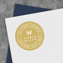 EDITABLE Color Monogram Border Rücksendeadresse Runder Aufkleber