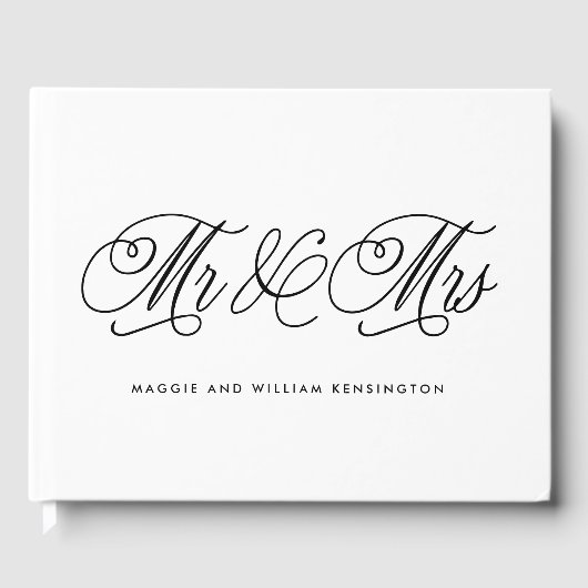 EDITABLE COLOR Mr & Mrs. Elegant Script Wedding Gästebuch (Vorderseite)