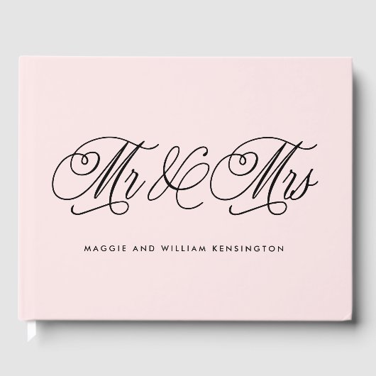 EDITABLE COLOR Mr & Mrs. Elegant Script Wedding Gästebuch (Vorderseite)