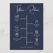 Editable Color Navy Blue Wedelzeitline Programm (Vorderseite)