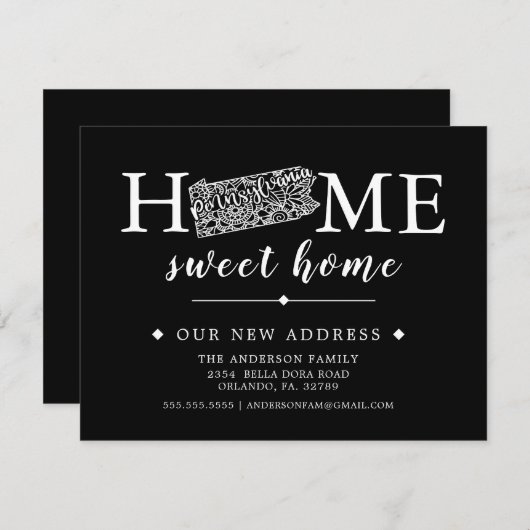 Editable Color Pennsylvania Moving Ankündigung (Vorne/Hinten)