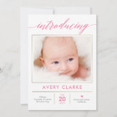 Editable Color Pure Elegance Birth Ankündigung (Vorderseite)