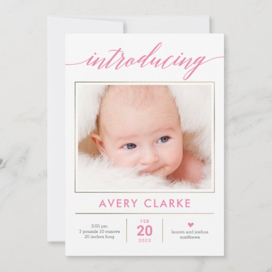 Editable Color Pure Elegance Birth Ankündigung (Vorderseite)