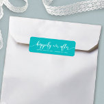 Editable Color Relax Script Happil Ever After<br><div class="desc">This stylish wedding favor label feature the words "happil ever after" in white script against an editable background color (click customize to change). It makes a great wedding favor label for your wedding favor ohrfeigen. It is easy to personalize; just replace the placeholder text to add your own information. For...</div>