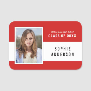 Editable Color School Wiedersehen Yearbook Foto Namensschild