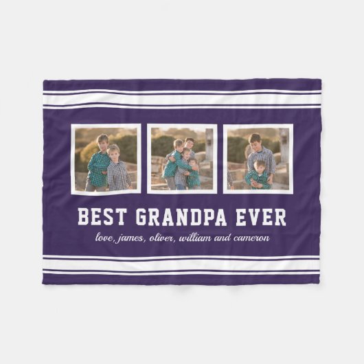 Editable Color Sporty Best Opa Foto Fleecedecke (Vorderseite (Horizontal))