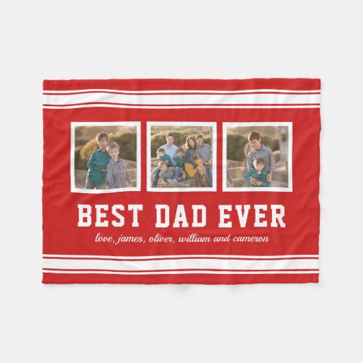 Editable Color Sporty Best Vater je Fotolage Fleecedecke (Vorderseite (Horizontal))