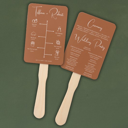 Editable Color Terracota Wedding Program Fächer