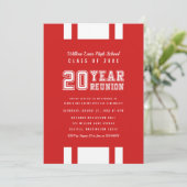 Editable Color Varsity 20-Year Class Wiedersehen Einladung (Stehend Vorderseite)