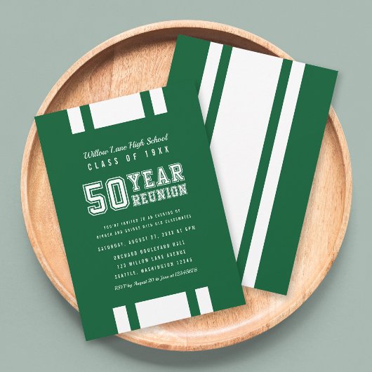 Editable Color Varsity 50 Year Class Wiedersehen Einladung