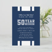 Editable Color Varsity 50 Year Class Wiedersehen Einladung (Stehend Vorderseite)