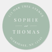 Editable Color Wedding Rücksendeadresse Moderne Runder Aufkleber (Vorderseite)