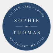 Editable Color Wedding Rücksendeadresse Moderne Runder Aufkleber (Vorderseite)