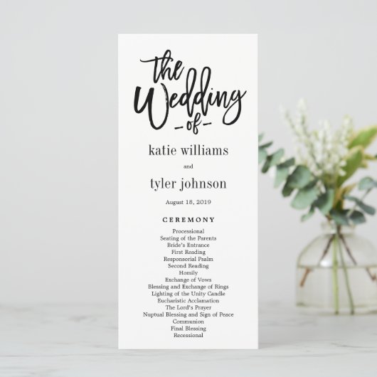 EDITABLE COLOR Wedding Zeremony Program #BCC Programm (Stehend Vorderseite)