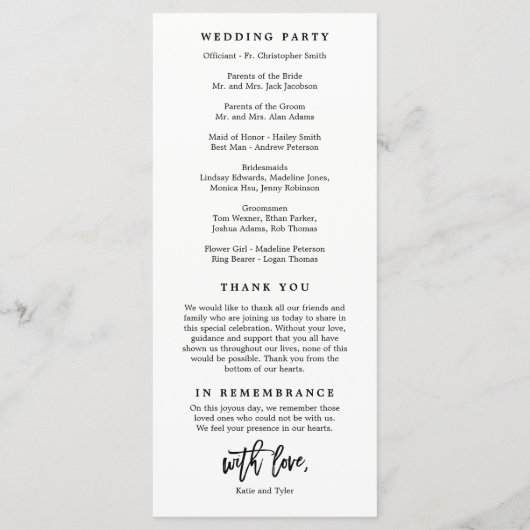 EDITABLE COLOR Wedding Zeremony Program #BCC Programm (Rückseite)