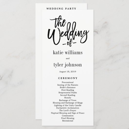 EDITABLE COLOR Wedding Zeremony Program #BCC Programm (Vorne/Hinten)