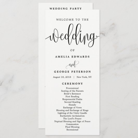 EDITABLE COLOR Wedding Zeremony Program #LCC Programm (Vorne/Hinten)