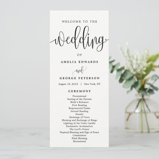 EDITABLE COLOR Wedding Zeremony Program #LCC Programm (Stehend Vorderseite)
