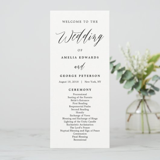 EDITABLE COLOR Wedding Zeremony Programm Mod Scrip (Stehend Vorderseite)