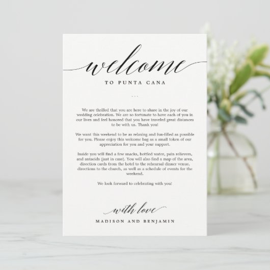 EDITABLE COLOR Welcome Itinerary Card MSC (Stehend Vorderseite)