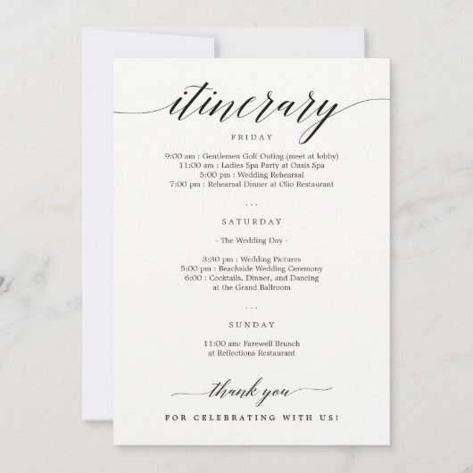 EDITABLE COLOR Welcome Itinerary Card MSC (Rückseite)