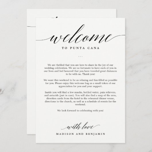 EDITABLE COLOR Welcome Itinerary Card MSC (Vorne/Hinten)