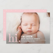 Editable Color Wertvoll Hi Baby Birth Ankündigung (Vorne/Hinten)