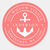 Editable Color White Border Anchor Rücksendeadress Runder Aufkleber (Vorderseite)