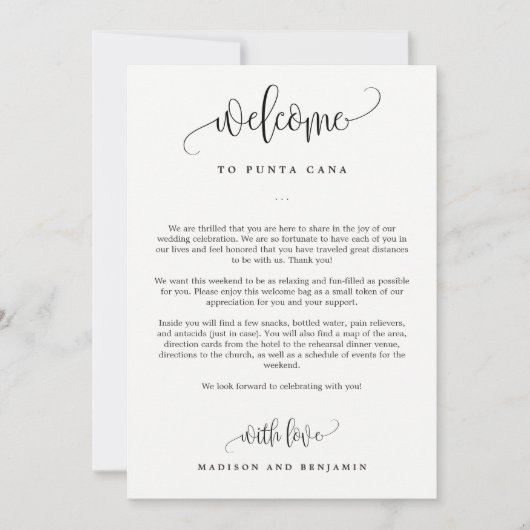 EDITABLE COLOR Willkommensinformation Danke Karte (Vorderseite)