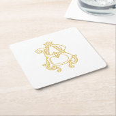 EDITABLE COLORS AB Monogram BA Logo-Untersetzer Rechteckiger Pappuntersetzer (angewinkelt)