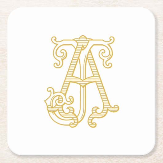 EDITABLE COLORS AJ Monogram JA Logo-Untersetzer Rechteckiger Pappuntersetzer (Vorderseite)
