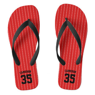 Editable Colors Baseball Jersey Stripes Name Badesandalen