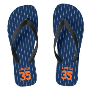 Editable Colors Baseball Jersey Stripes Name Badesandalen