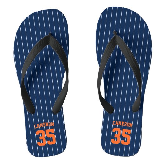 Editable Colors Baseball Jersey Stripes Name Badesandalen (Fußbett)