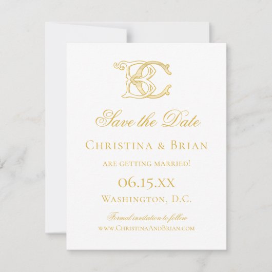 EDITABLE COLORS BC Monogram CB Monogram Einladung (Vorderseite)