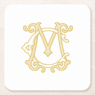 EDITABLE COLORS CM Monogram MC Logo Party Unterset Rechteckiger Pappuntersetzer