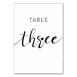 Editable Colors Niedlich Heart Script Drei Hochzei Tischnummer