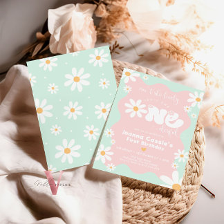 Editable Colors ONEderful Daisy Summer Birthday Einladung