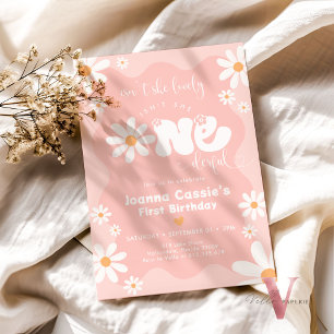 Editable Colors ONEderful Daisy Summer Birthday Einladung