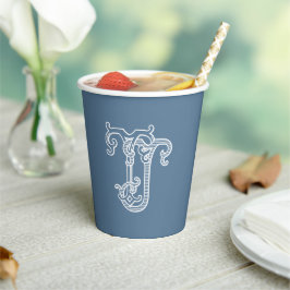 EDITABLE COLORS TJ Monogram JT Monogram Cups Pappbecher