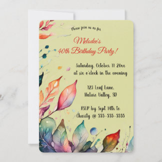Editable Colourful Leaves Invitation Einladung