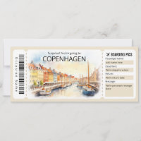 Editable Copenhagen Flugzeug Ticket, Dänemark Trip