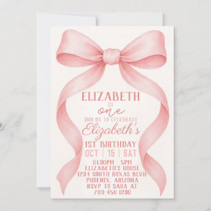 Editable Coquette Pink Bow Birthday Einladung