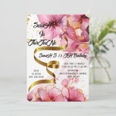 Editable Coquette Pink Bow Birthday Einladung, Pi Einladung (Stehend Vorderseite)