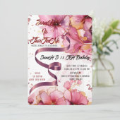 Editable Coquette Pink Bow Birthday Einladung, Pi Einladung (Stehend Vorderseite)