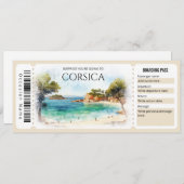 Editable Corsica Flugzeug Boarding Ticket Einladung (Vorne/Hinten)