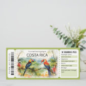 Editable Costa Rica Flugzeug Ticket Boarding Pass Einladung (Stehend Vorderseite)