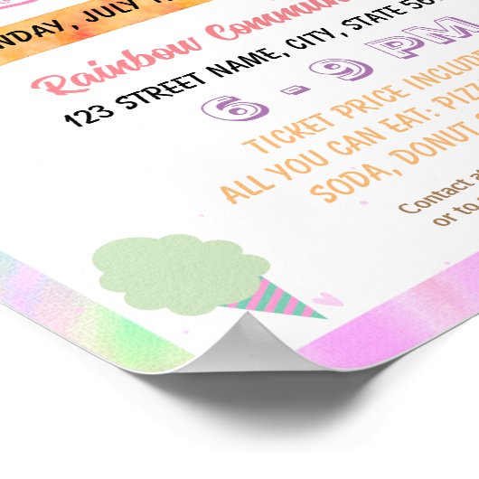 Editable Cotton Candy Fundraiser Flyer Poster (Ecke)