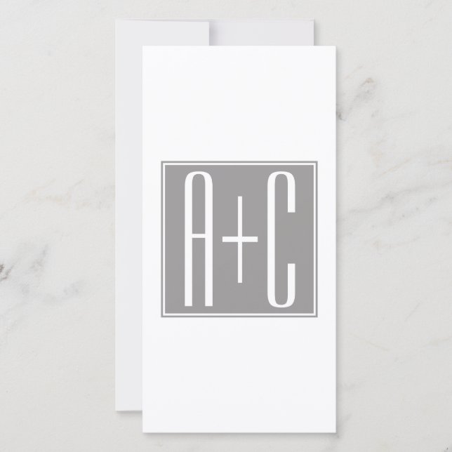 Editable Couples Initials | Weiß & Grau (Vorderseite)