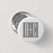 Editable Couples Initials | Weiß & Grau Button (Vorne & Hinten)